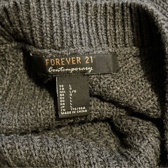 Forever 21 Grey Oversized Knit Sweater L - Picture 5 of 5